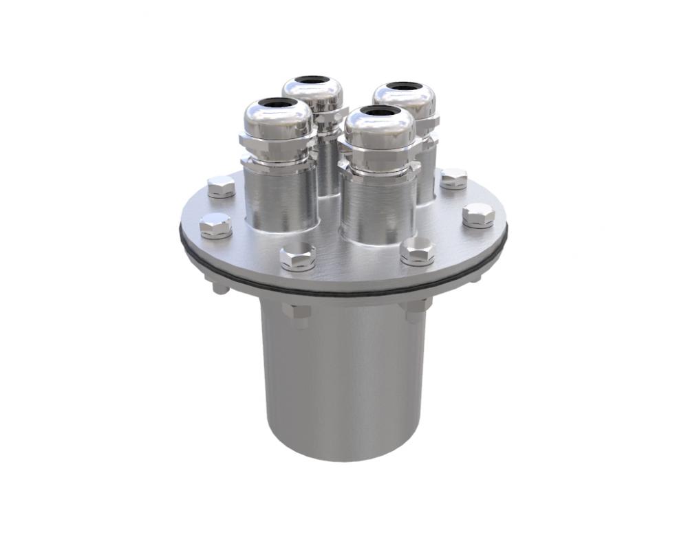 Подводный кабельный ввод 4х(14-9мм), 2”ВР, нерж.сталь